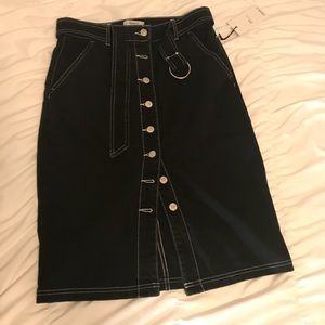 NWT Forever 21 black denim mid-length skirt